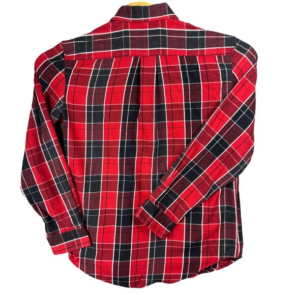 U.S.POLO ASSN Flannel Shirt Men M Red & Black Plaid Slim Fit Long Sleeve Cotton - Picture 2 of 12